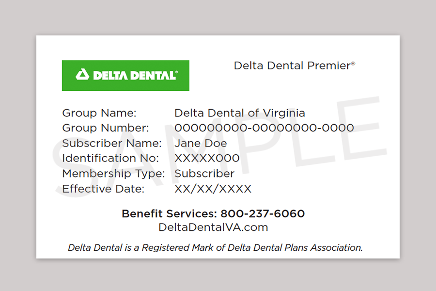 Foundation Delta Dental Premier sample ID card
